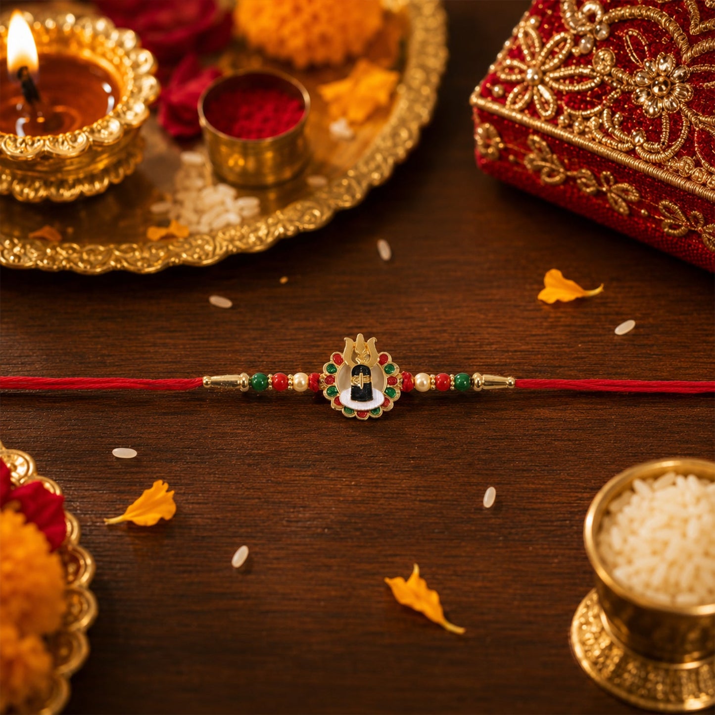 Shivling Design Rakhi with Colorful Beads (1 Pc)