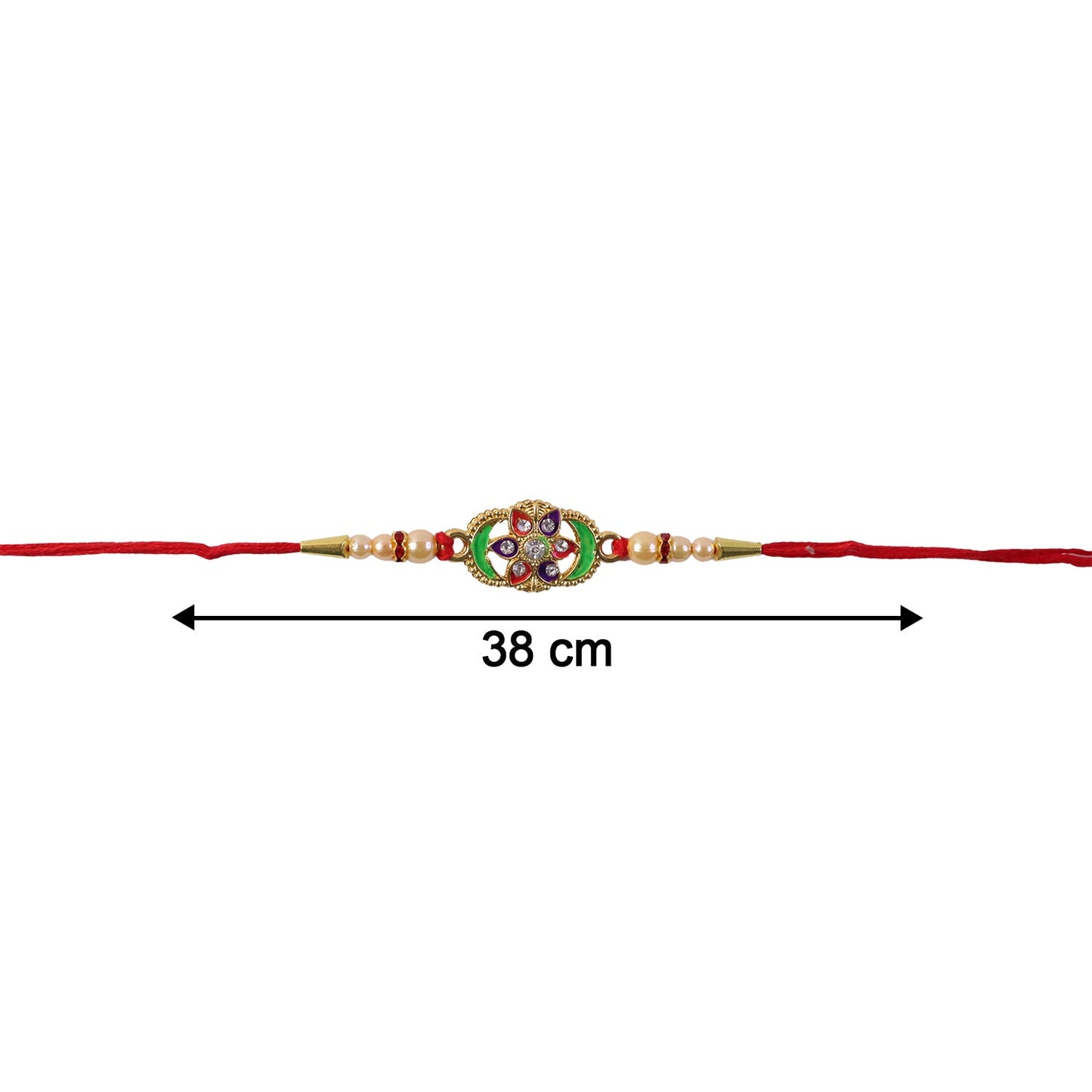 Colorful Floral Design Rakhi with Pearl Beads (1 Pc)