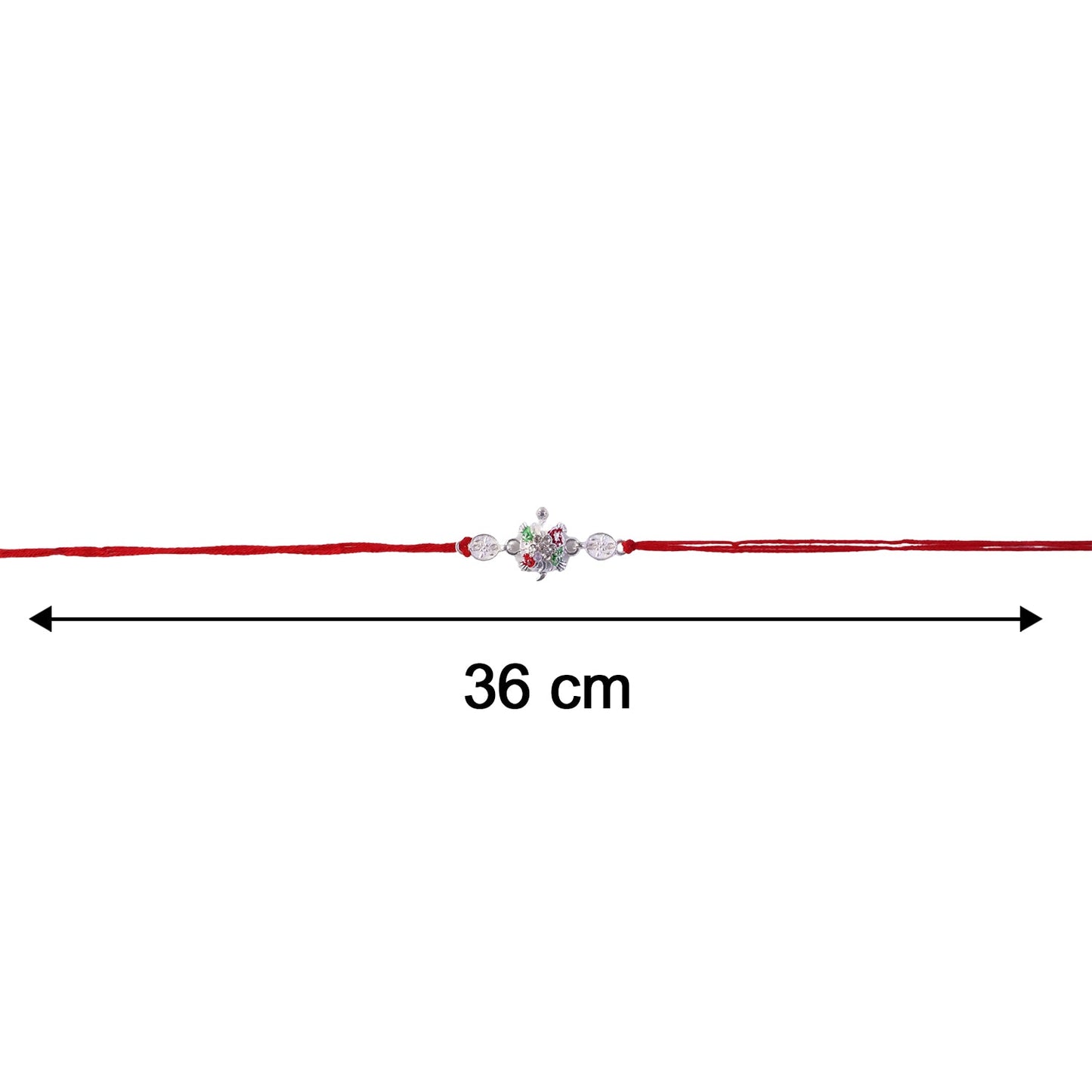 Silver floral rakhi with colorful beads on soft thread