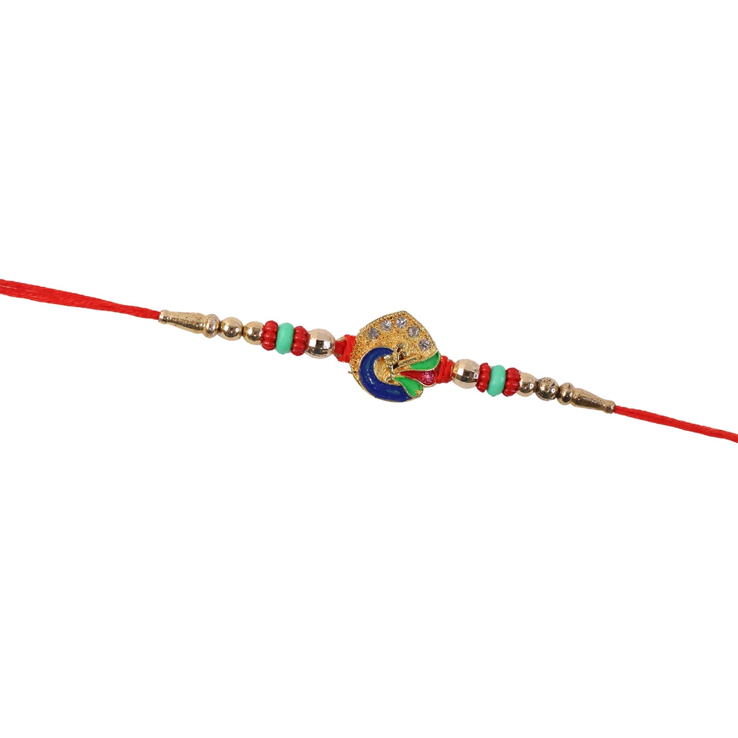 Colorful Peacock Design Rakhi with Beads (1 Pc)
