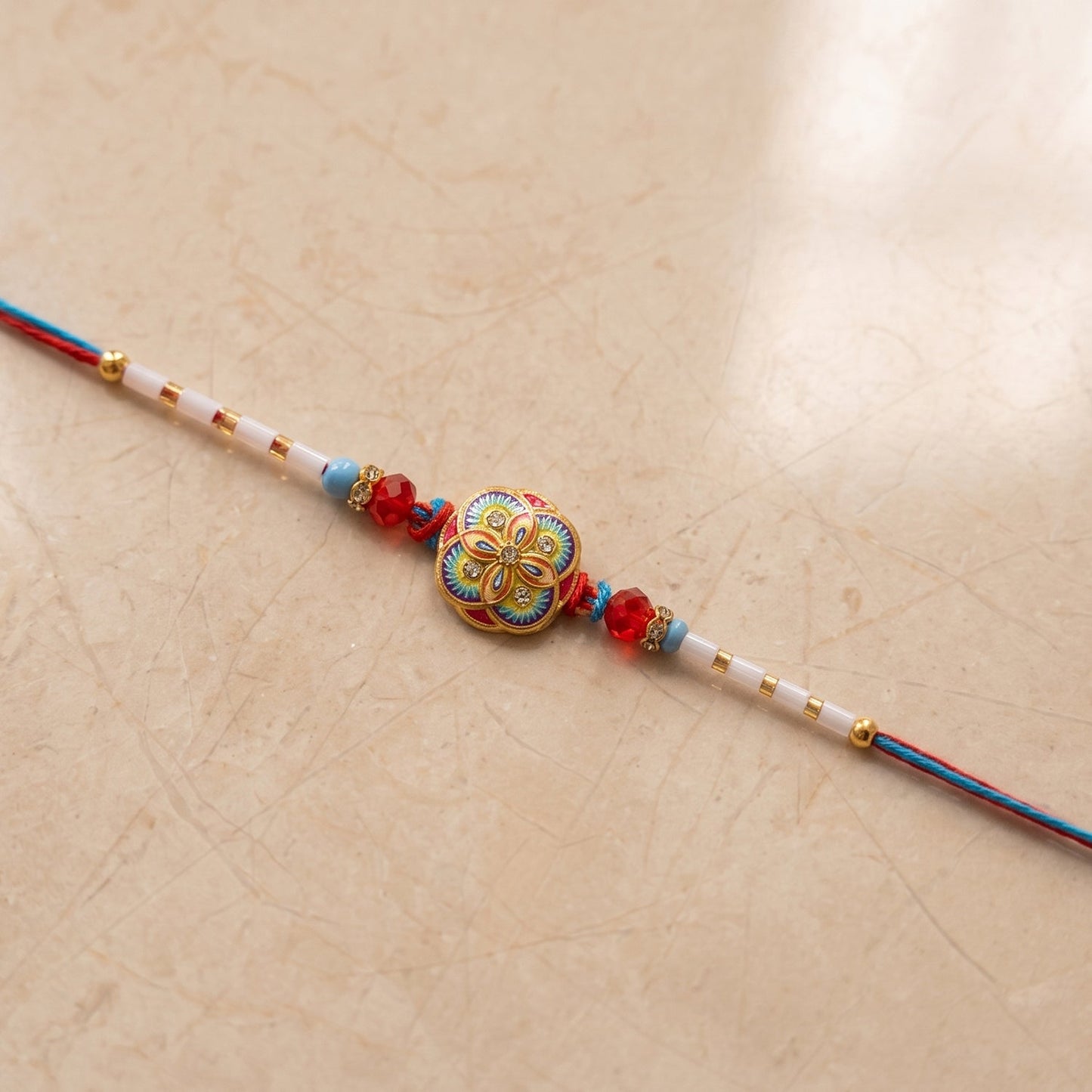 Multicolor Floral Design Rakhi with Beads (1 Pc)