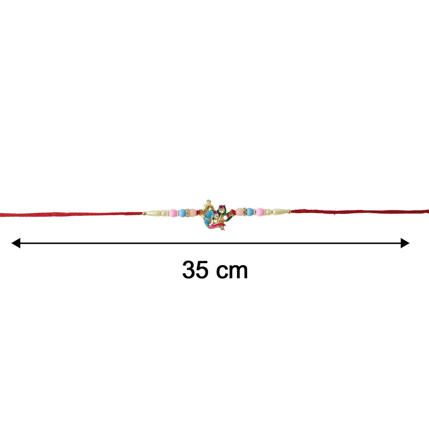 Designer Peacock Rakhi with Pastel Beads (1 Pc)