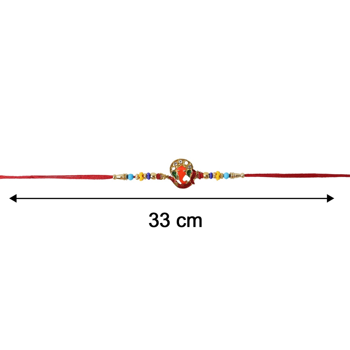 Decorative beads enhancing Ganesh Rakhi