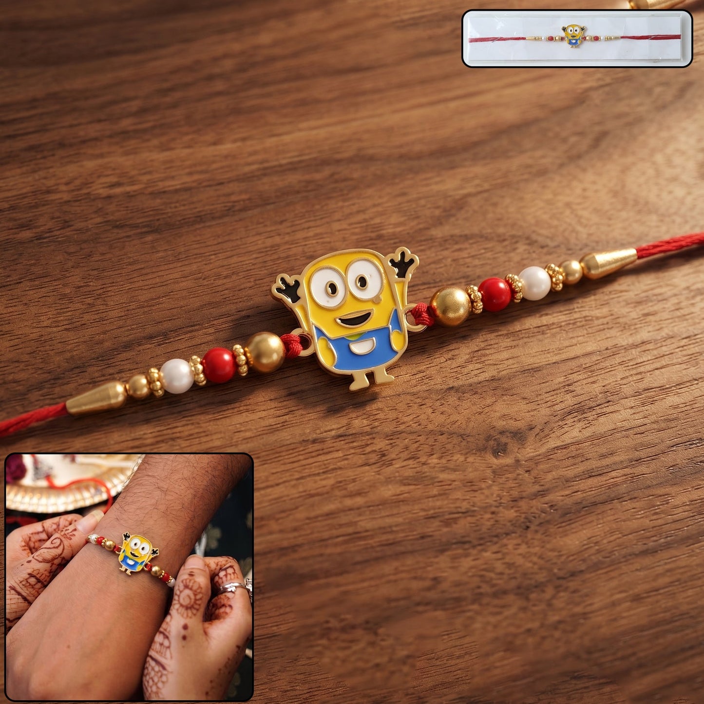 Cute Cartoon Character Rakhi with Beads (1 Pc)