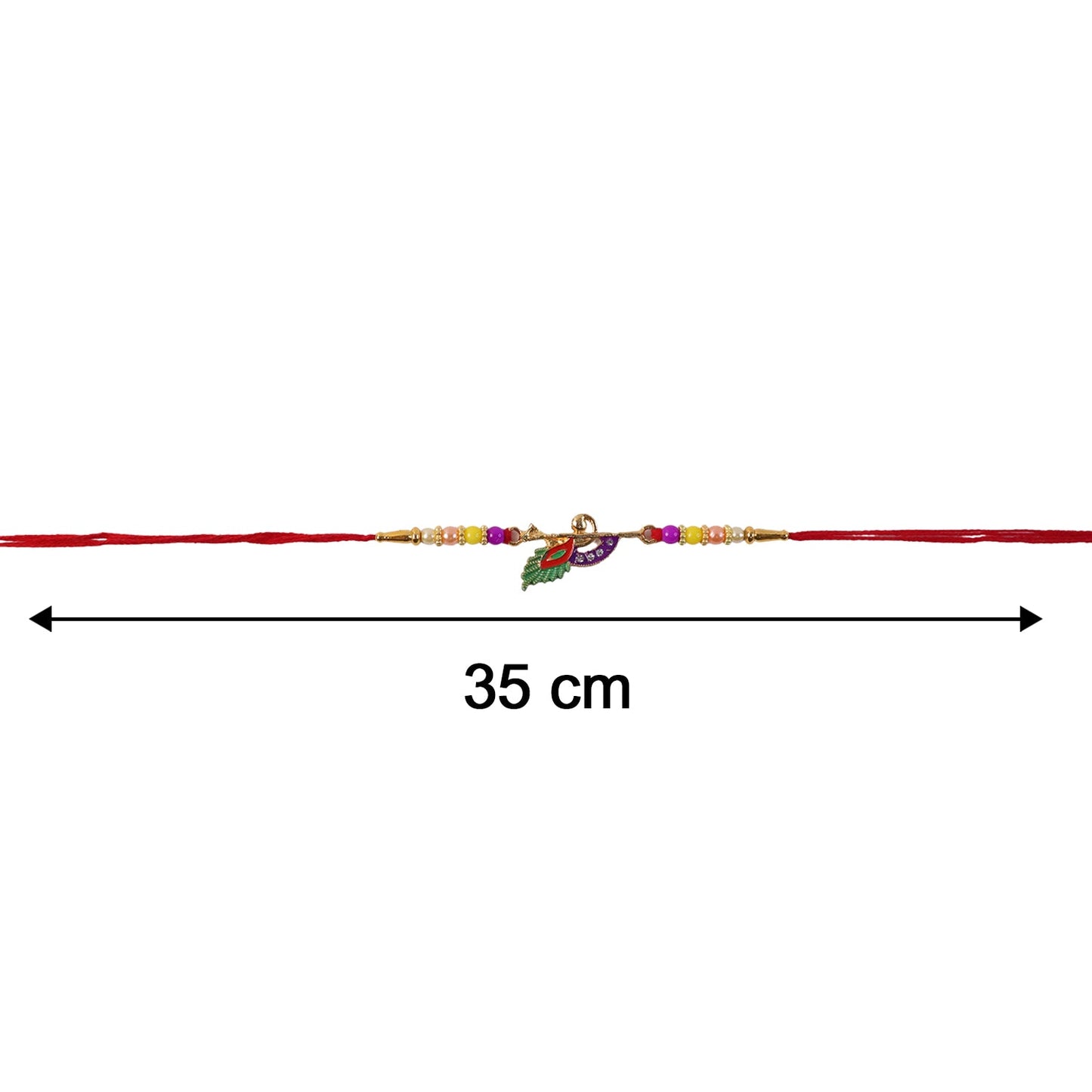 Peacock Feather Flute Design Rakhi with Beads (1 Pc)