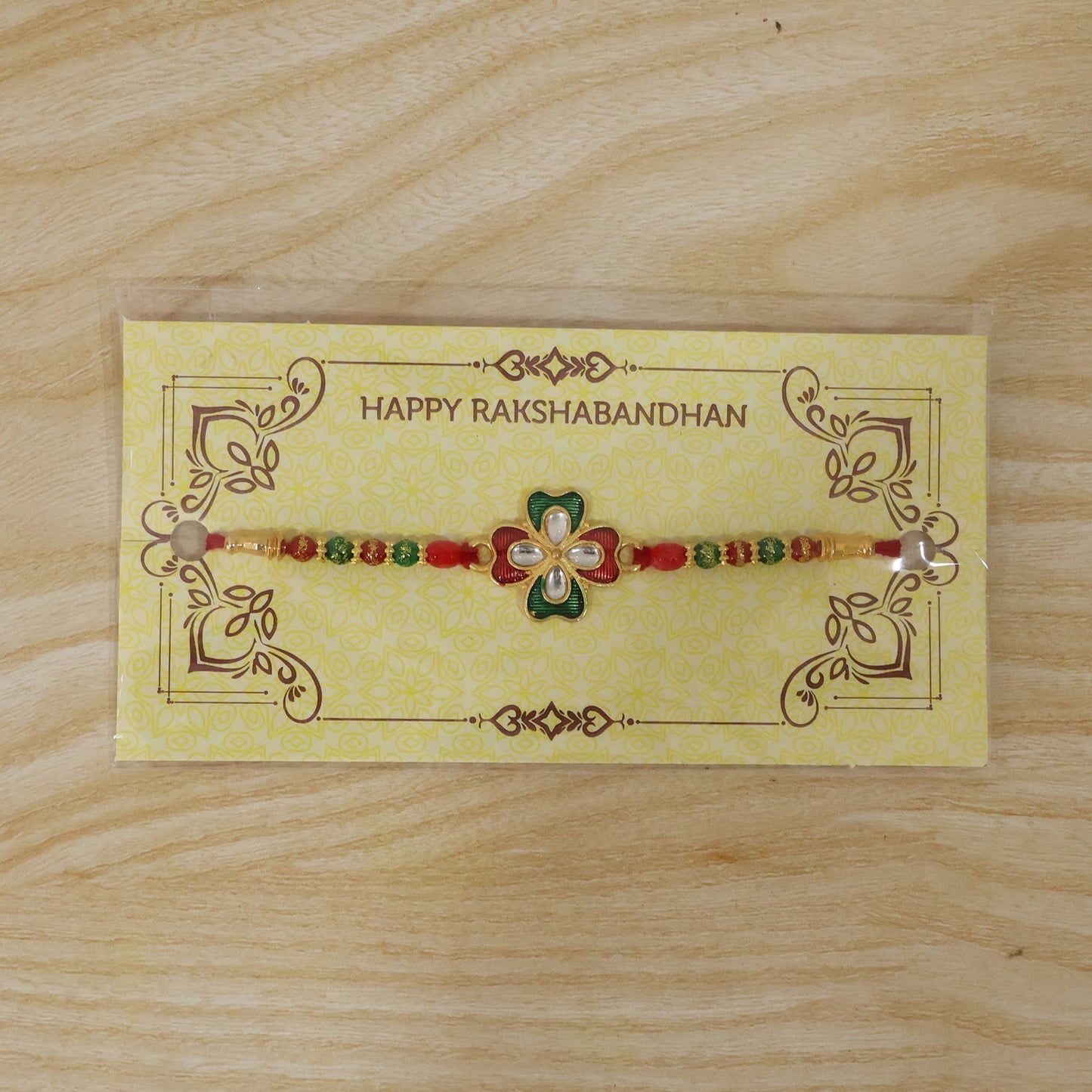 Complete designer Rakhi with beads and soft thread