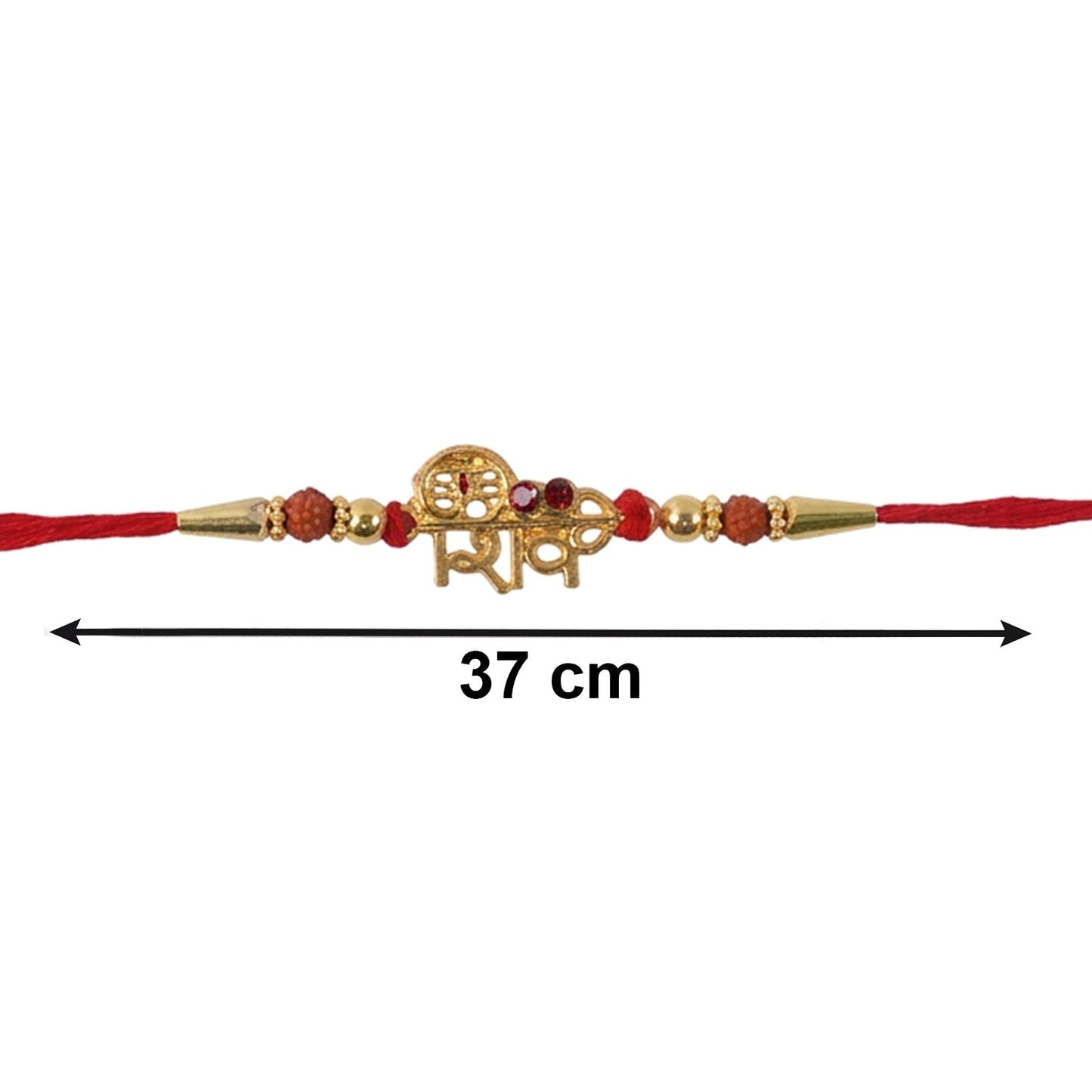 Elegant details on Shiv Design Rakhi centerpiece