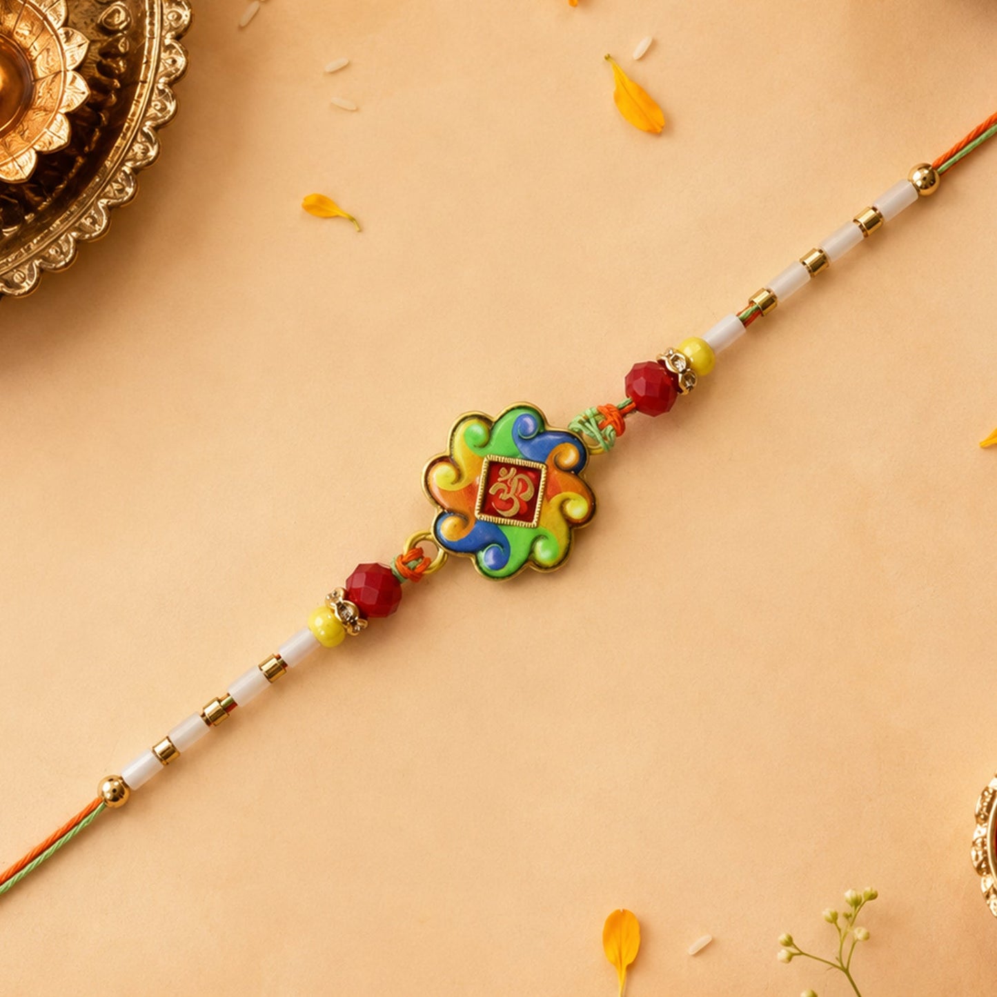 Traditional Rakhi with colorful thread and beads
