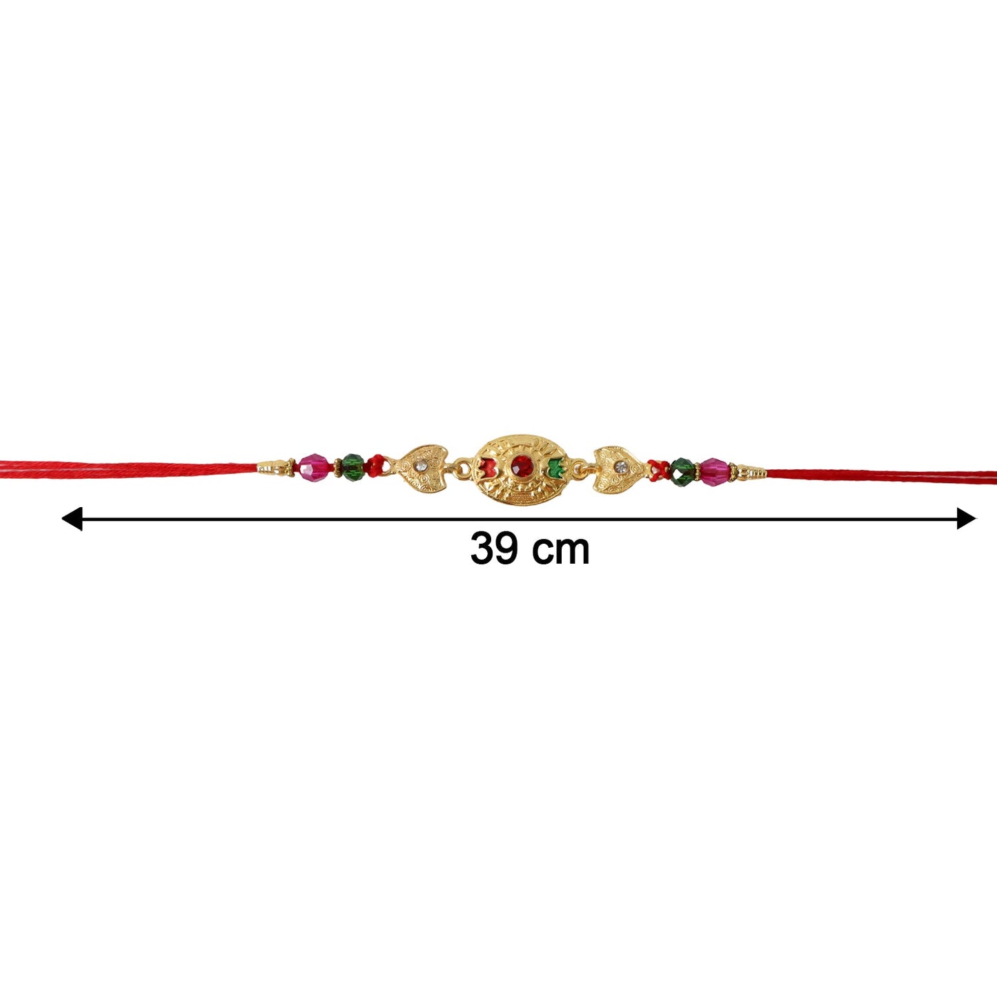 Gold Stone Designer Rakhi colorful bead arrangement