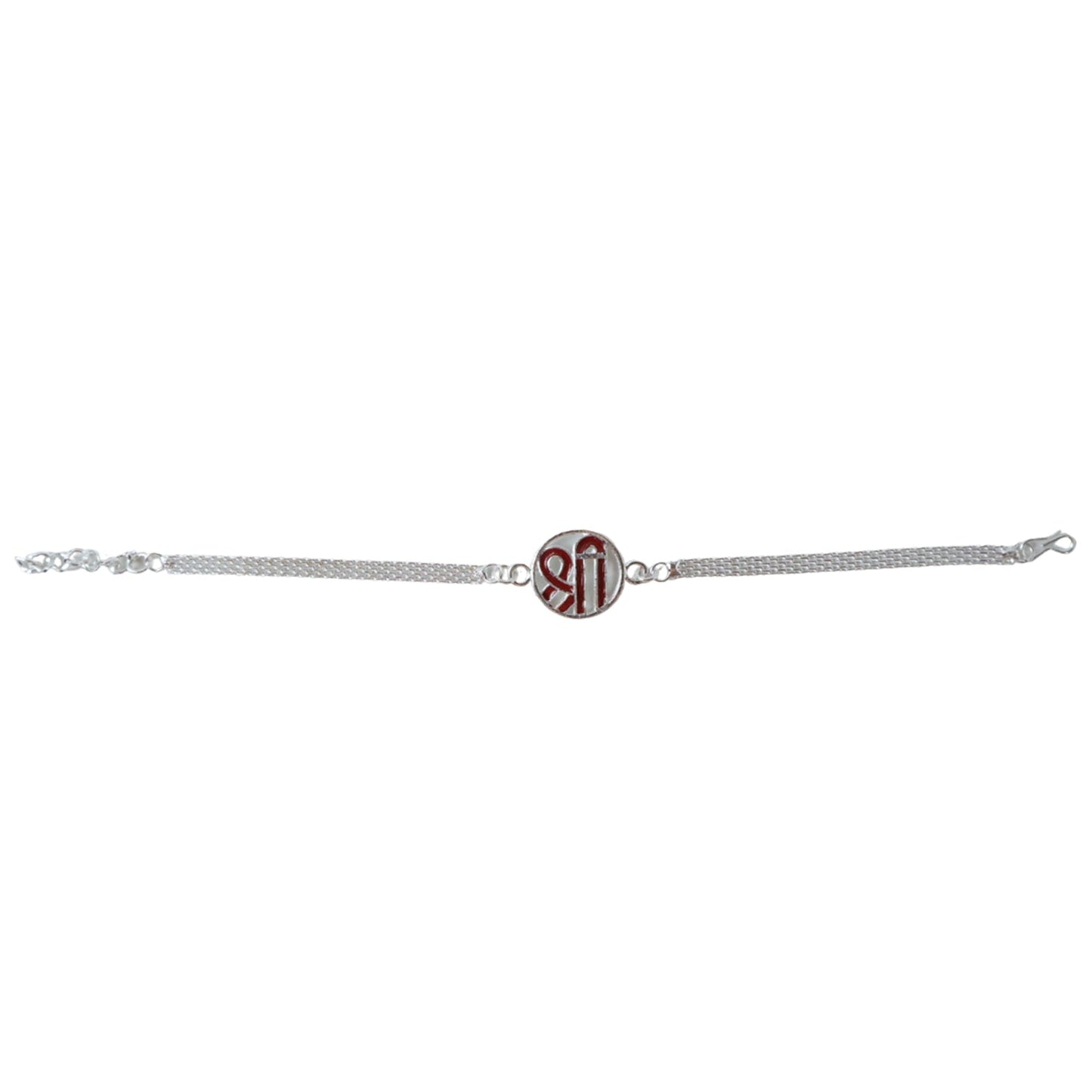 Silver Shree Chain Rakhi tied on wrist