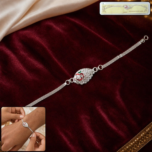 Silver Om Chain Rakhi with Elegant Design (1 Pc)