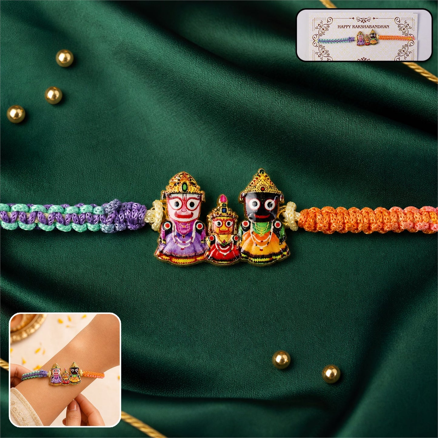 Jagannath Fancy Dori Rakhi with vibrant threads