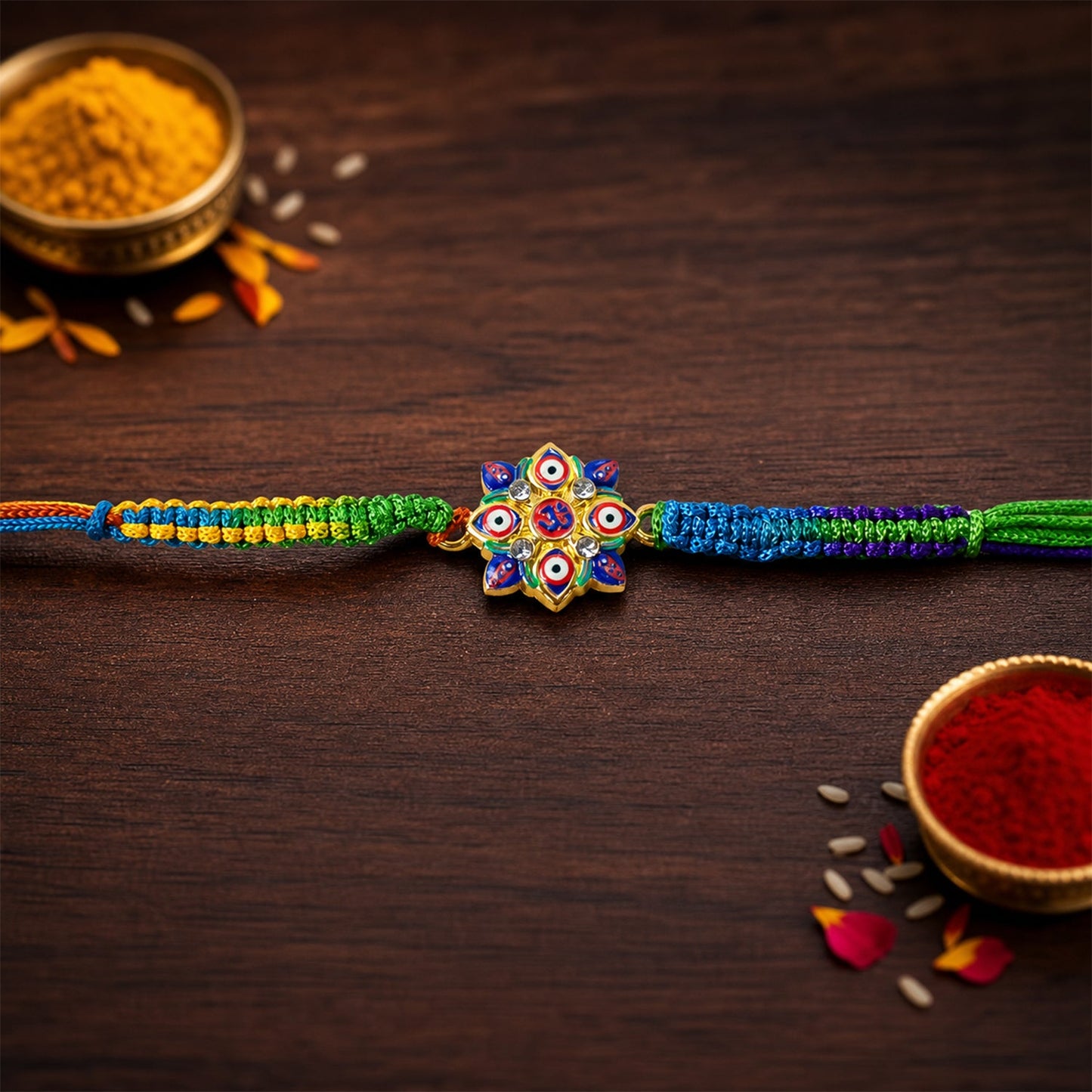 Evil Eye Om Design Fancy Dori Rakhi for Brother (1 Pc)