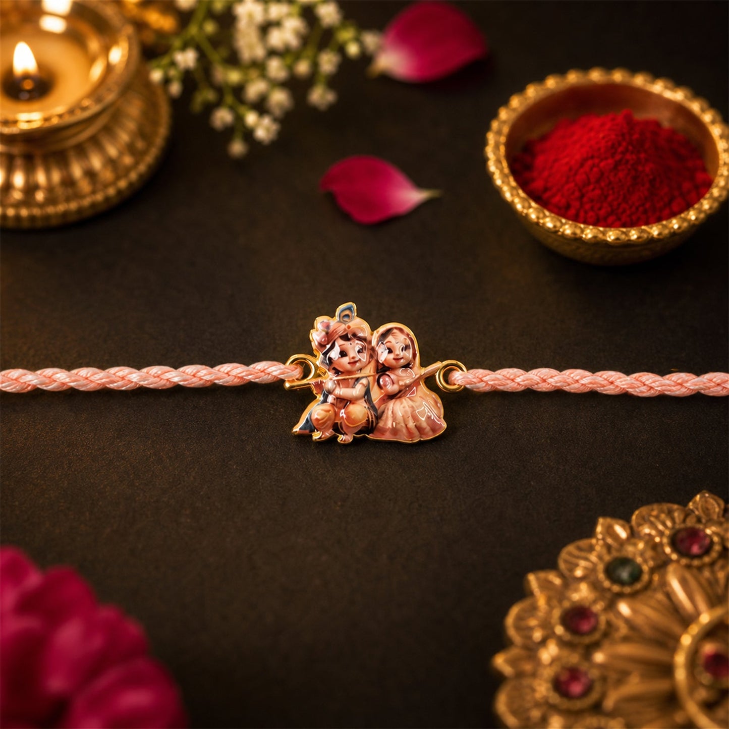 Radha Krishna Cute Fancy Dori Rakhi for Brother (1 Pc)