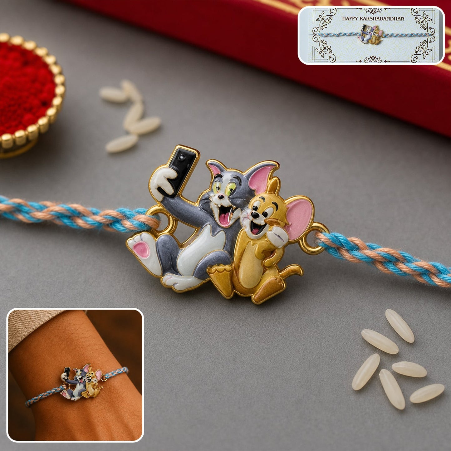 Tom and Jerry Design Fancy Dori Rakhi for Brother (1 Pc)