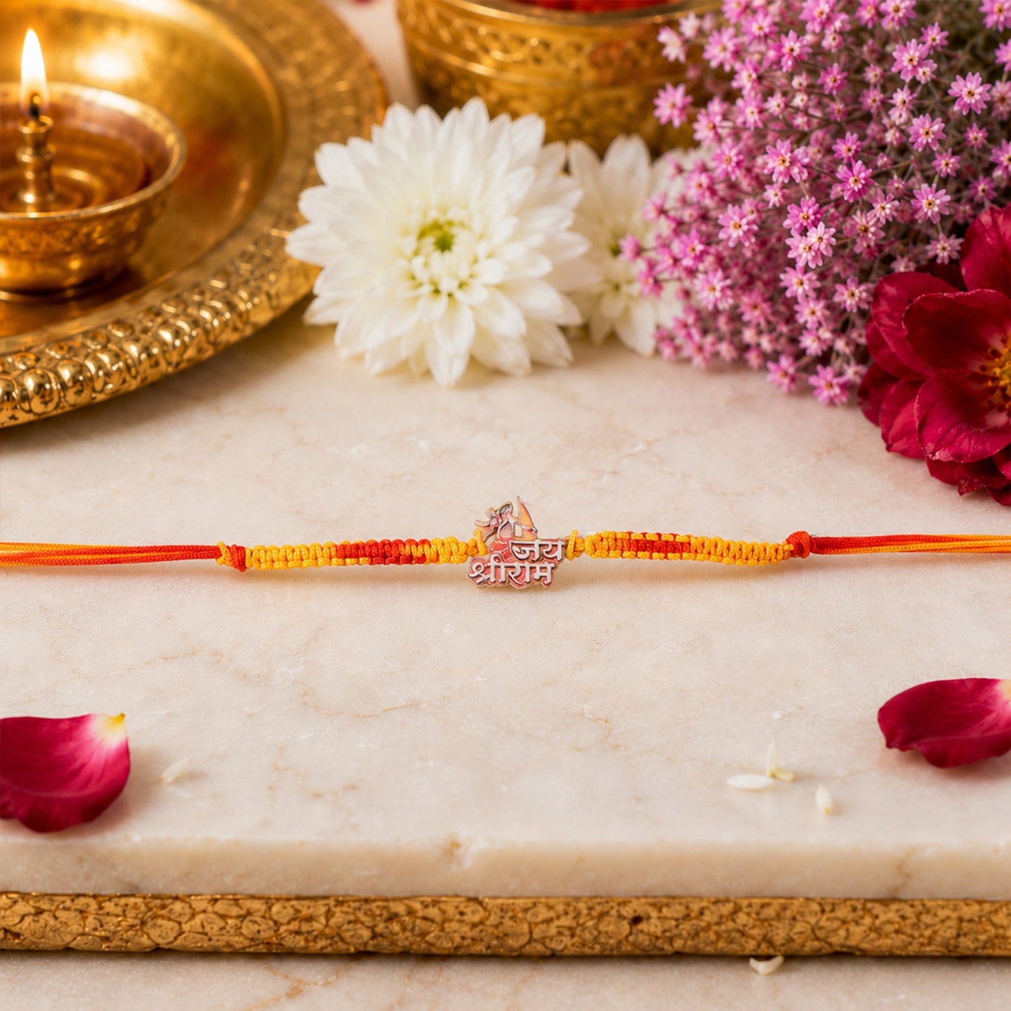 Jay Shree Ram Design Fancy Dori Rakhi for Brother (1 Pc)