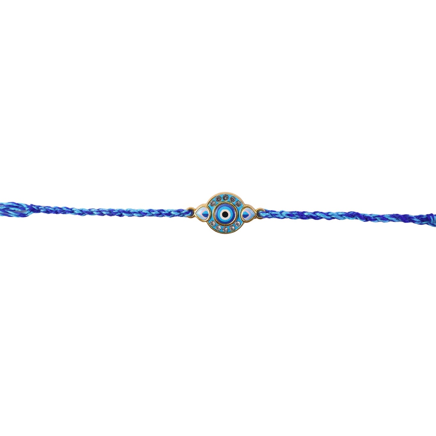 Round Blue Evil Eye Fancy Dori Rakhi for Brother (1 Pc)