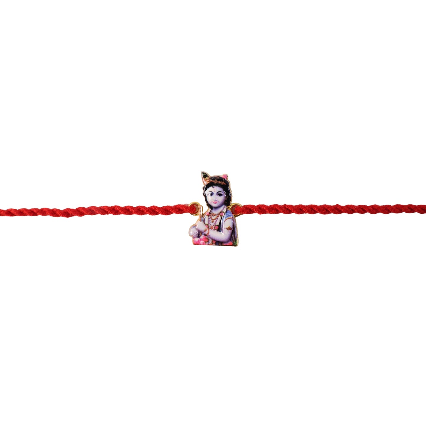 Cute Krishna Charm Fancy Dori Rakhi for Brother (1 Pc)