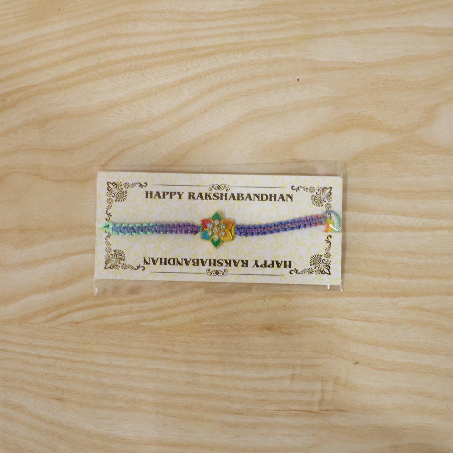 Colorful Flower Stone Fancy Dori Rakhi for Brother (1 Pc)