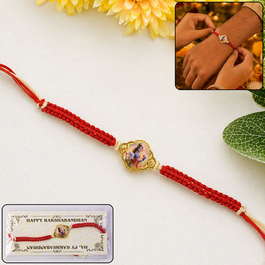 Krishna Cow Charm Fancy Dori Rakhi for Brother (1 Pc)