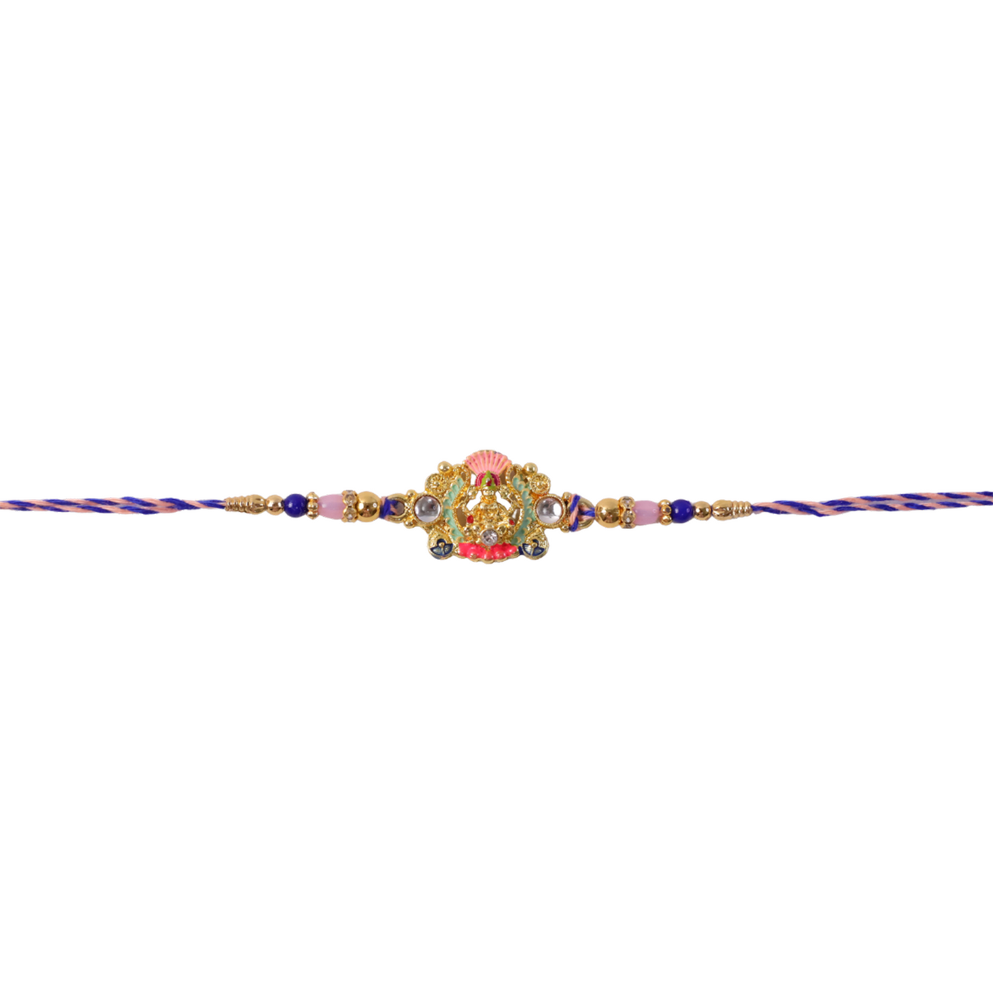 Side view of traditional and stylish Goddess charm rakhi