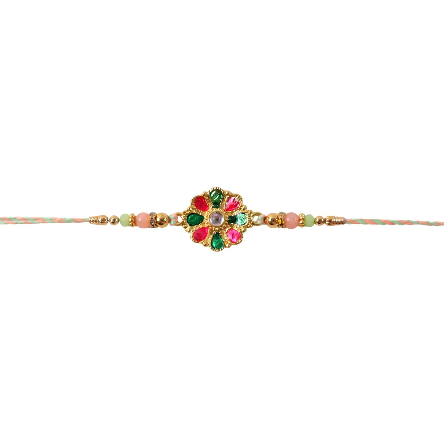 Designer rakhi with flower charm and beads ideal for Raksha Bandhan
