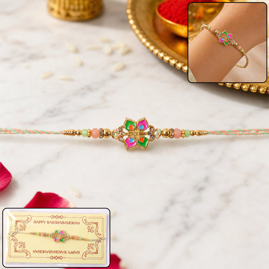 Colorful floral charm beaded rakhi for brother