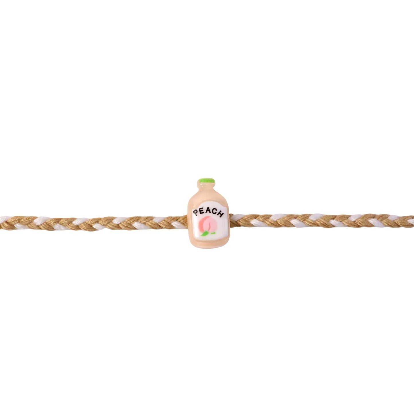 Top view of Peach Bottle Charm Fancy Dori Rakhi