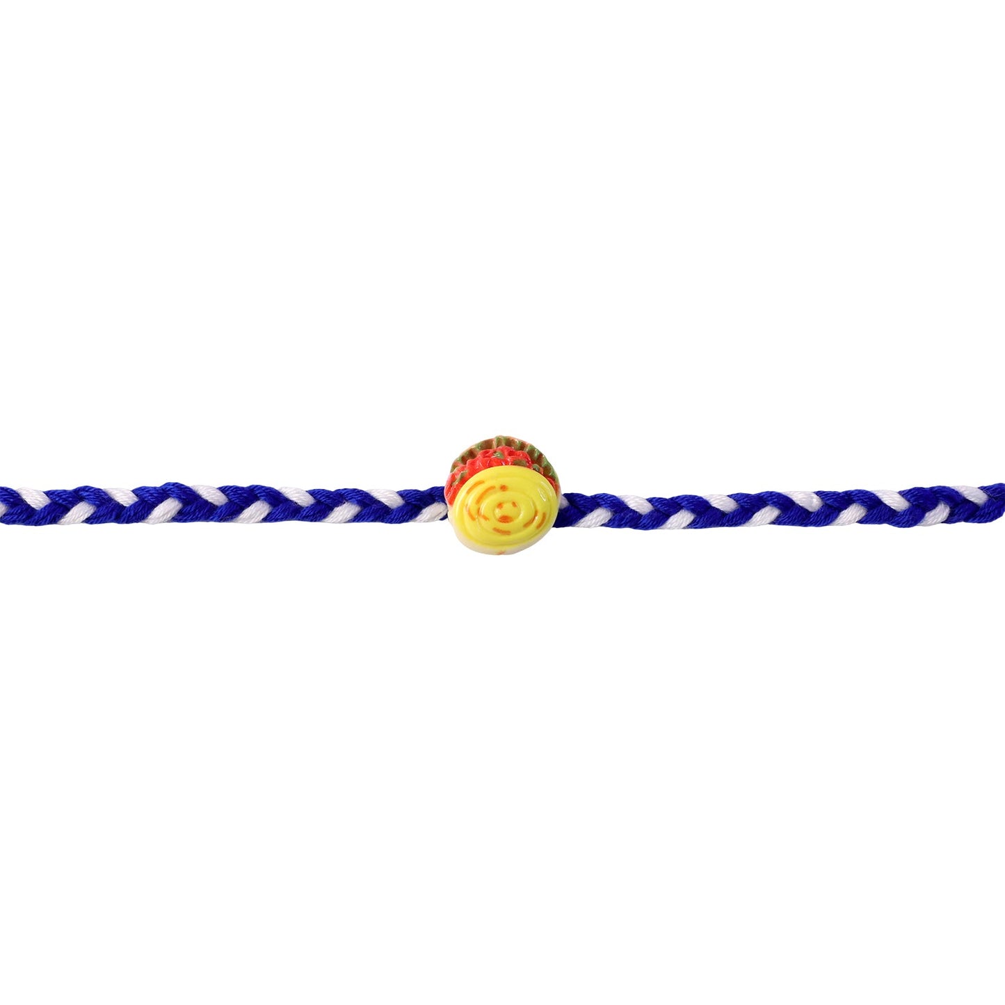 Yellow Sweet Dessert Fancy Dori Rakhi tied and ready to wear