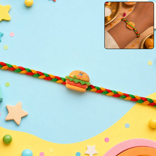 Cute Burger Charm Fancy Dori Rakhi for Brother (1 Pc)