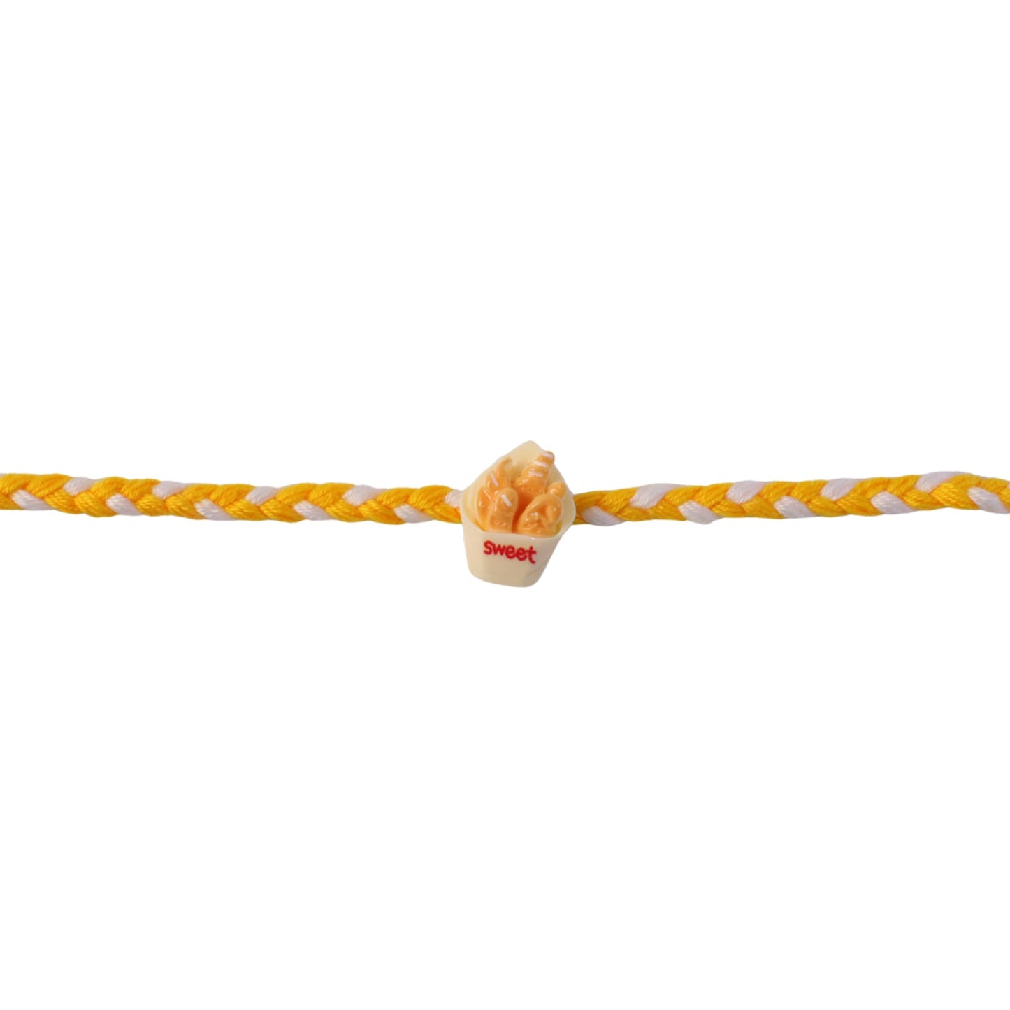 Sweet Fries Cup Fancy Dori Rakhi showing elegant finish