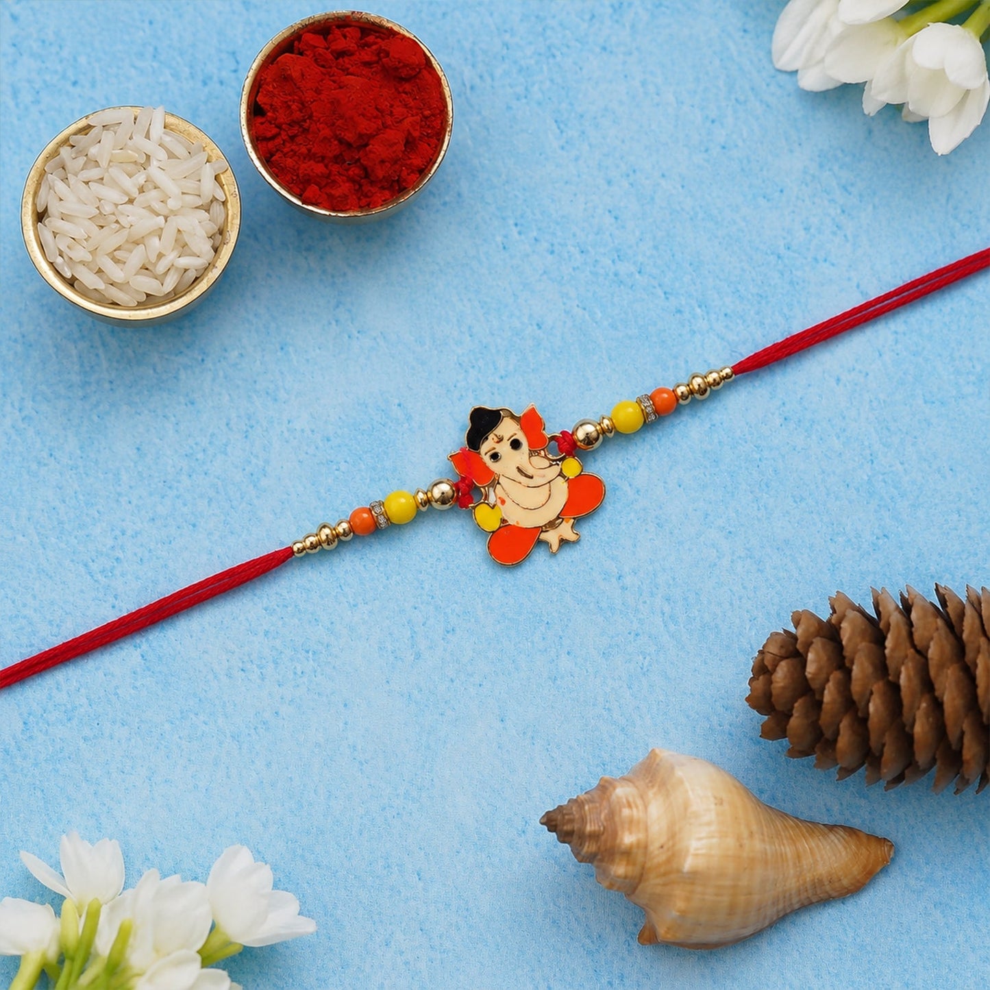 Top view of stylish and lightweight Divine Idol rakhi