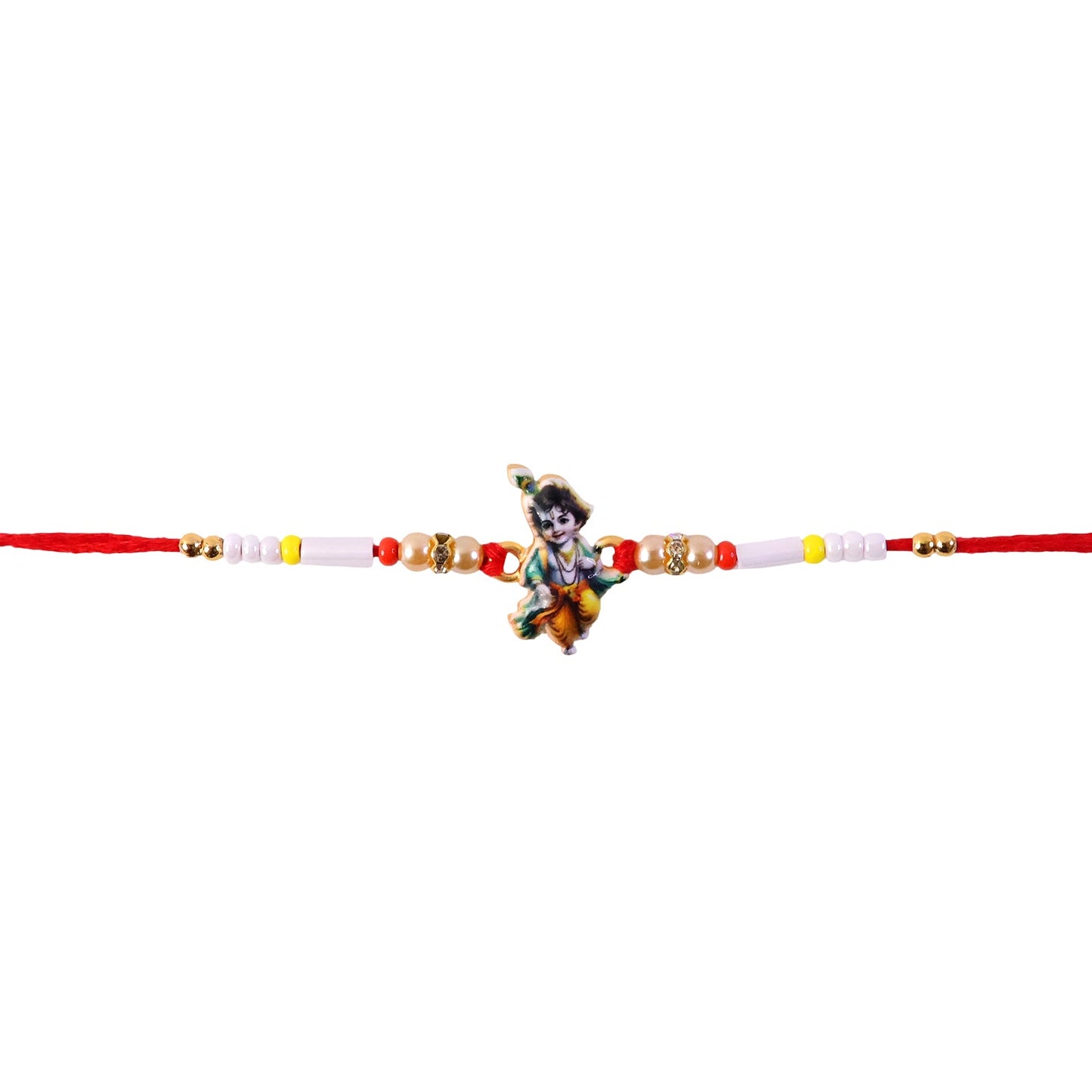 Krishna Idol Rakhi tied with colorful thread