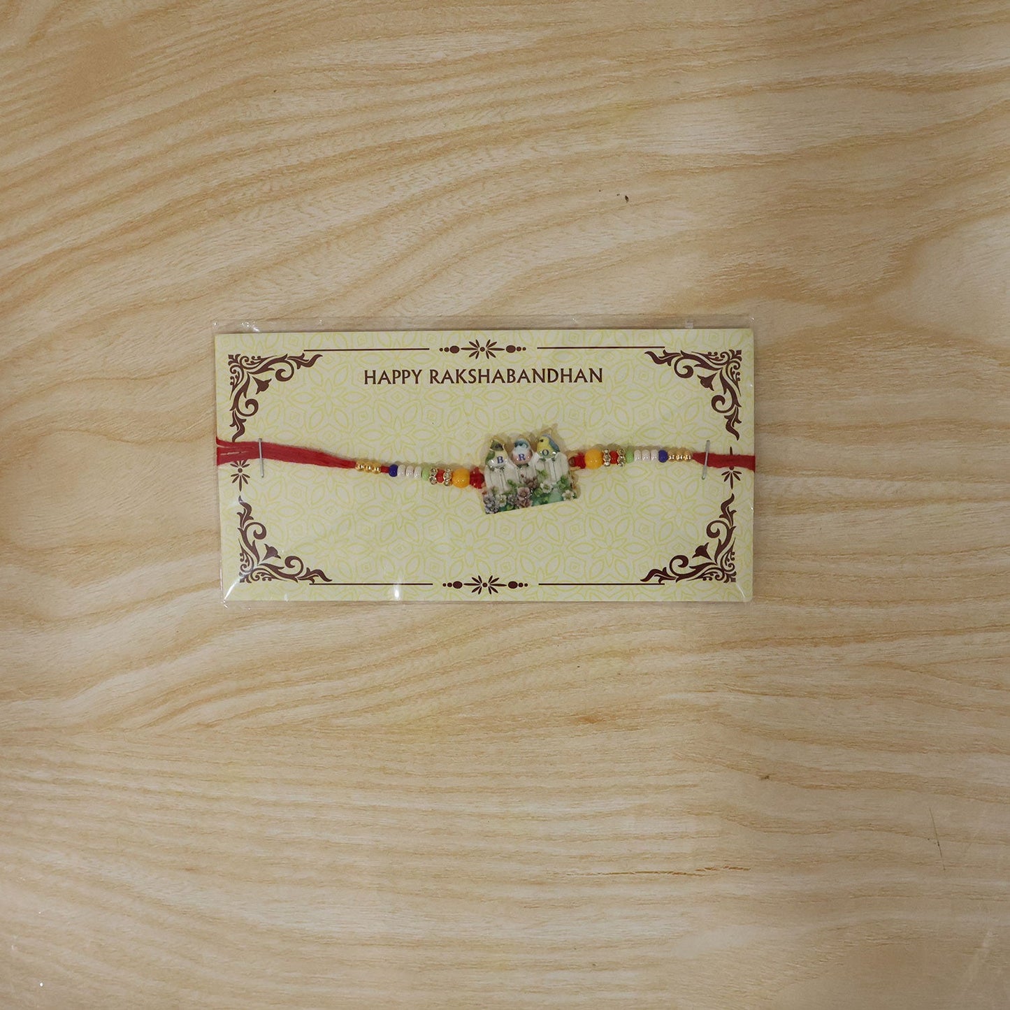 Cute Birds BRO Fence Charm With Beads Rakhi for Brother (1 Pc)