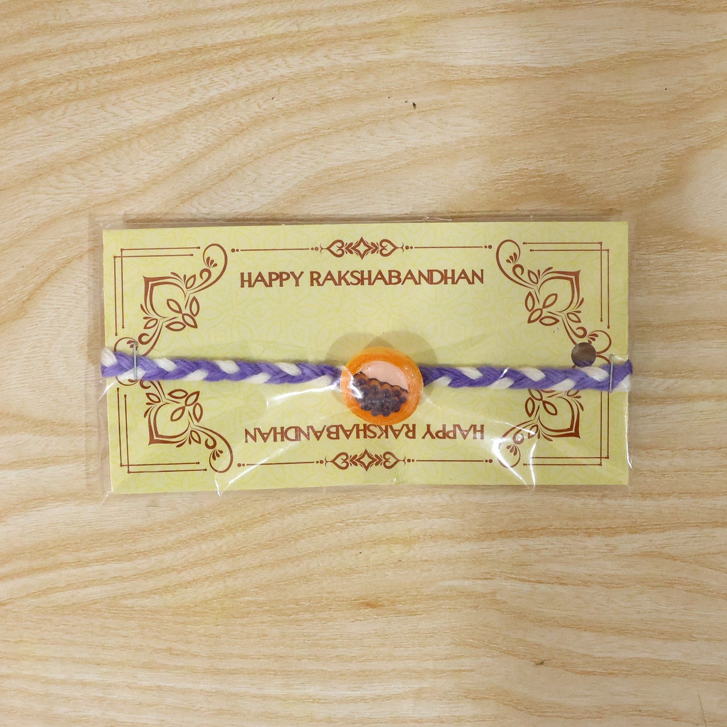 Cute Grapes Basket Charm Braided Thread Kids Rakhi for Brother (1 Pc)