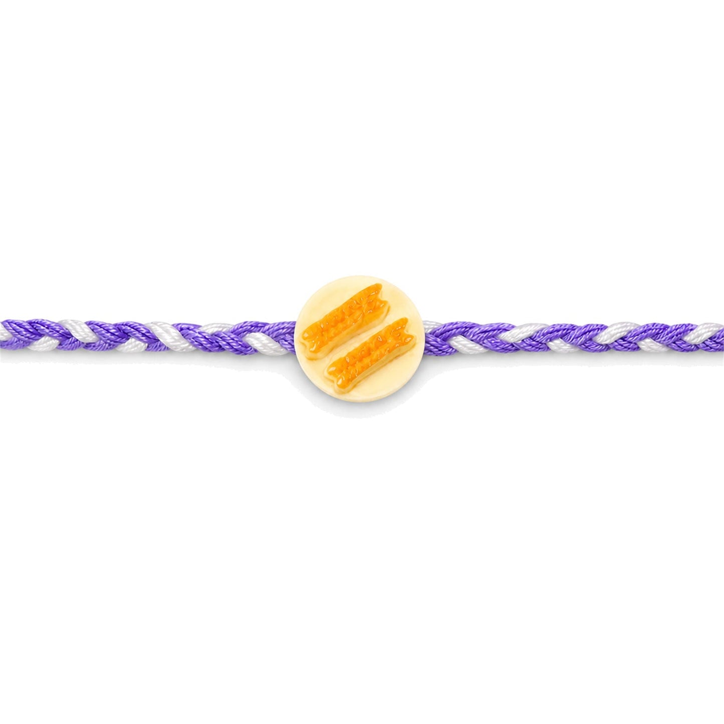 Mini Snack Plate Rakhi showing thread braid pattern