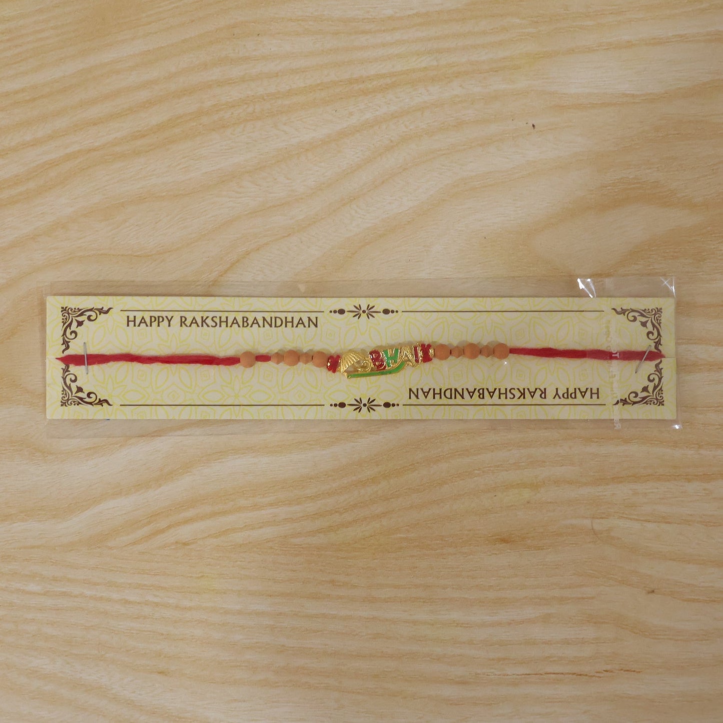 Colourful 'BHAI' Rakhi with Wooden Beads