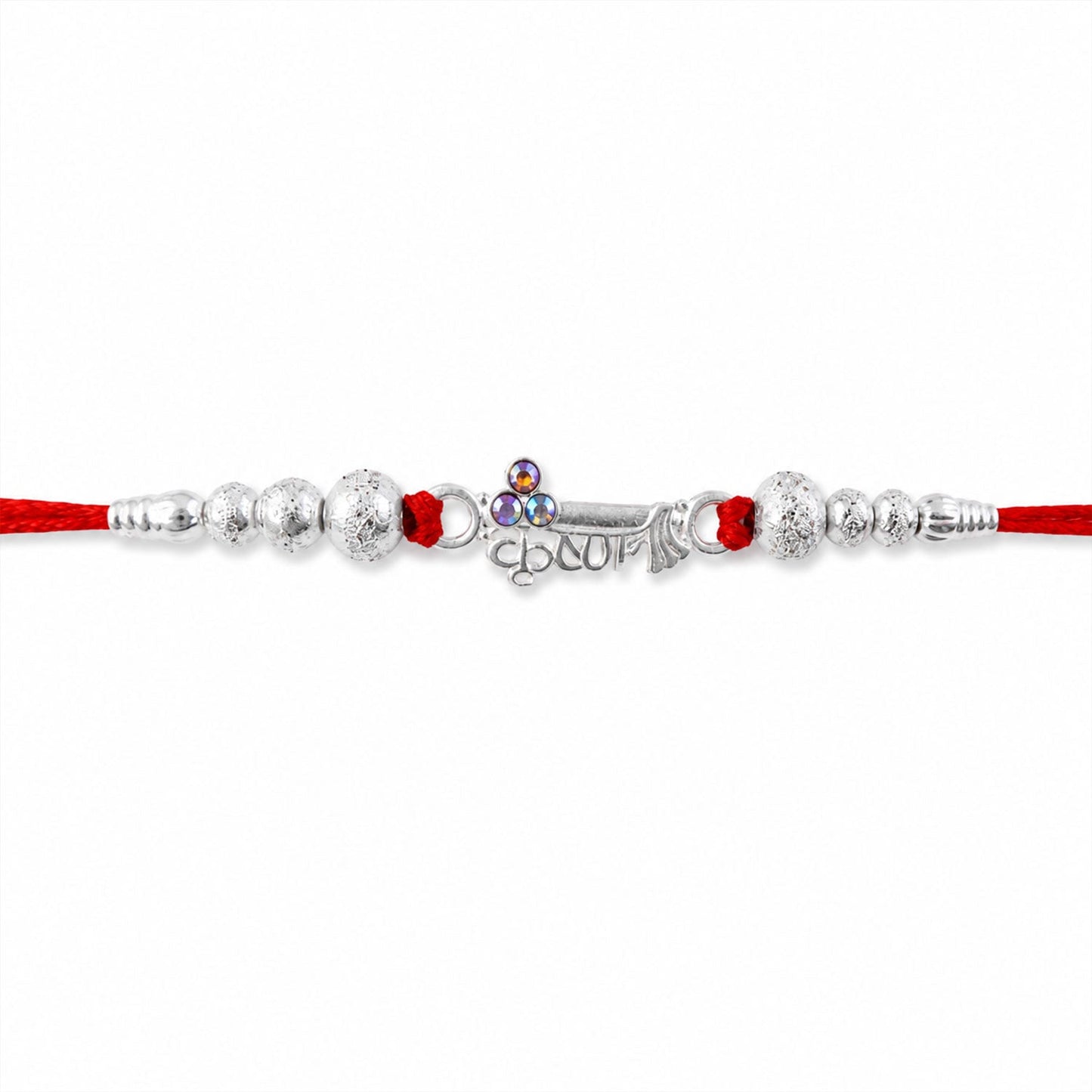 Oxidised krishna Silver Beaded Rakhi with CZ