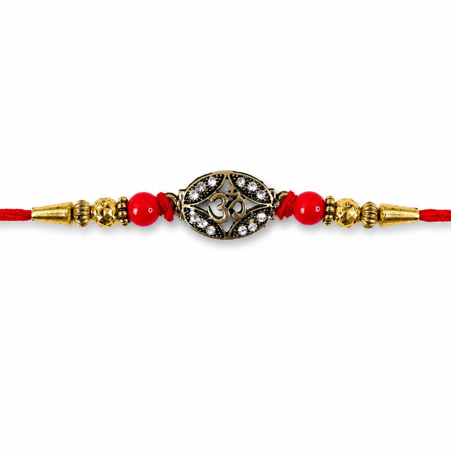 Antique Golden 'Om' Oval Rakhi