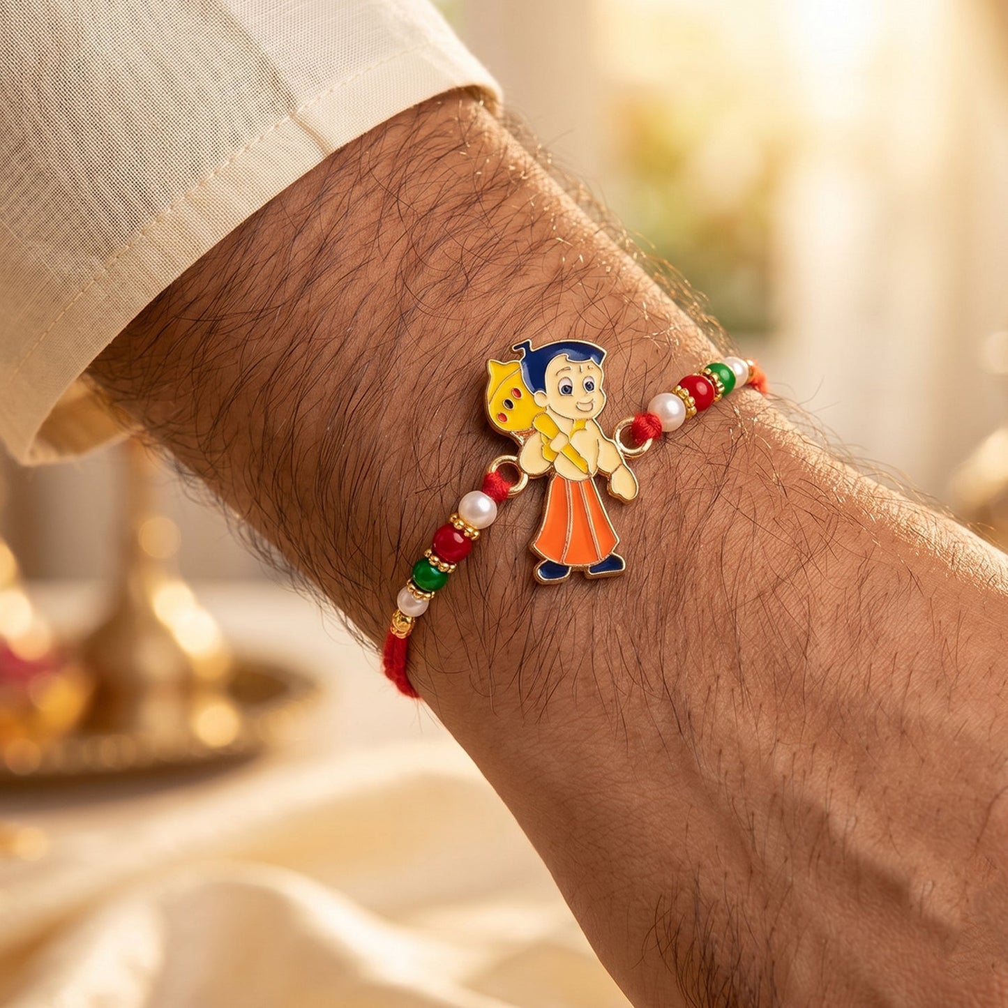 Chhota Bheem Cartoon Kids Rakhi with Beads for Little Brother