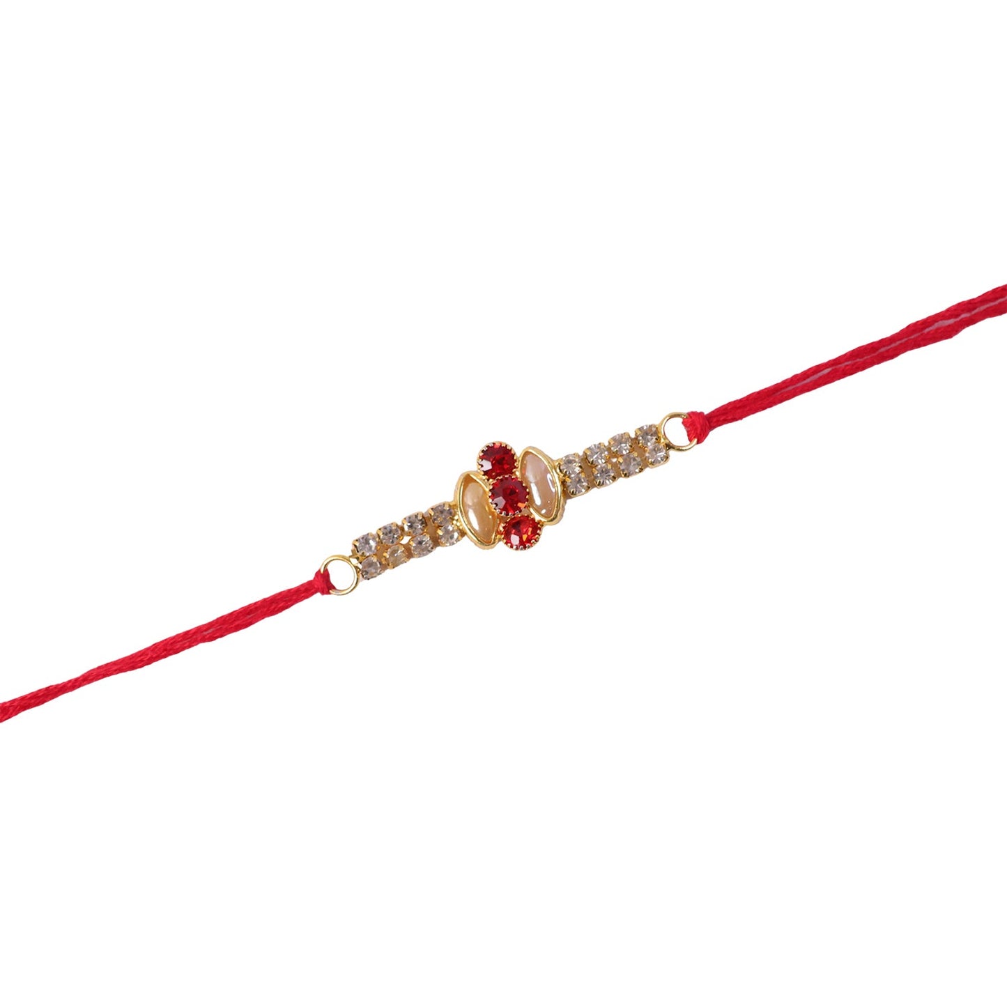 Side profile of the elegant gold rakhi showing thickness