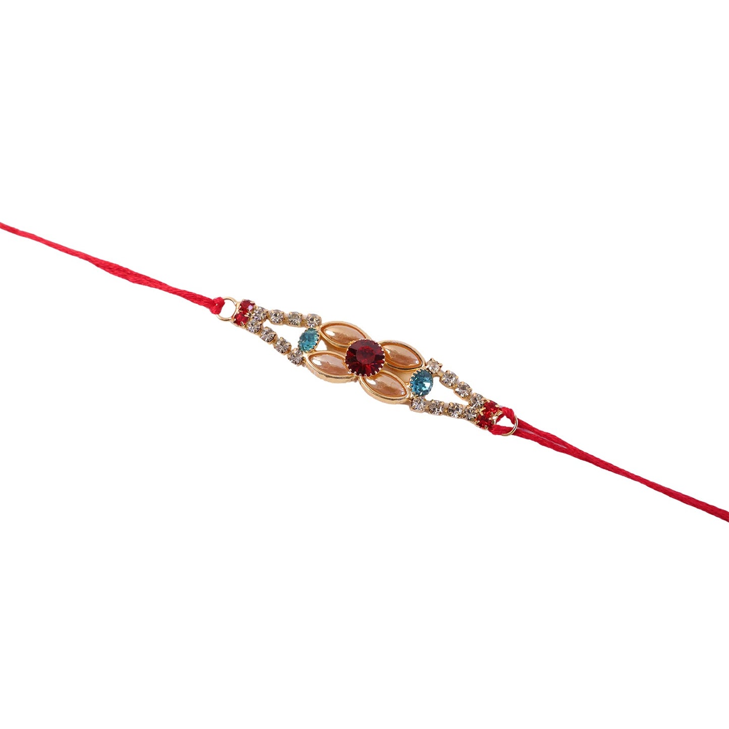 Designer Gold & Silver AD Stone Floral Rakhi for Brother