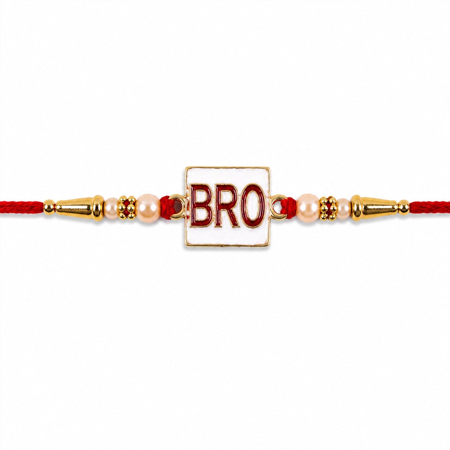 Stylish 'BRO' Text Rakhi with Pearls for Brother - Rakshabandhan Gift