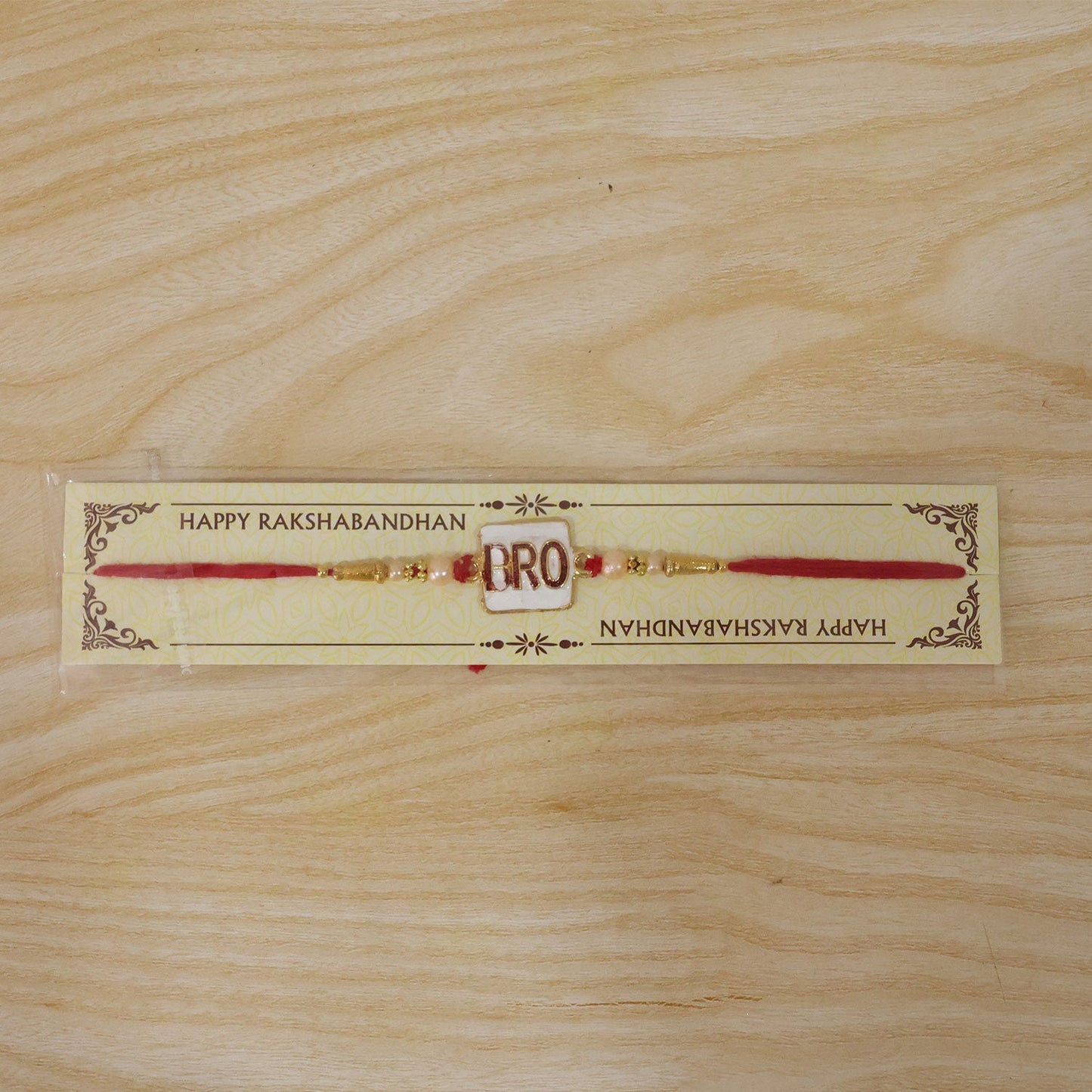 Stylish 'BRO' Text Rakhi with Pearls for Brother - Rakshabandhan Gift