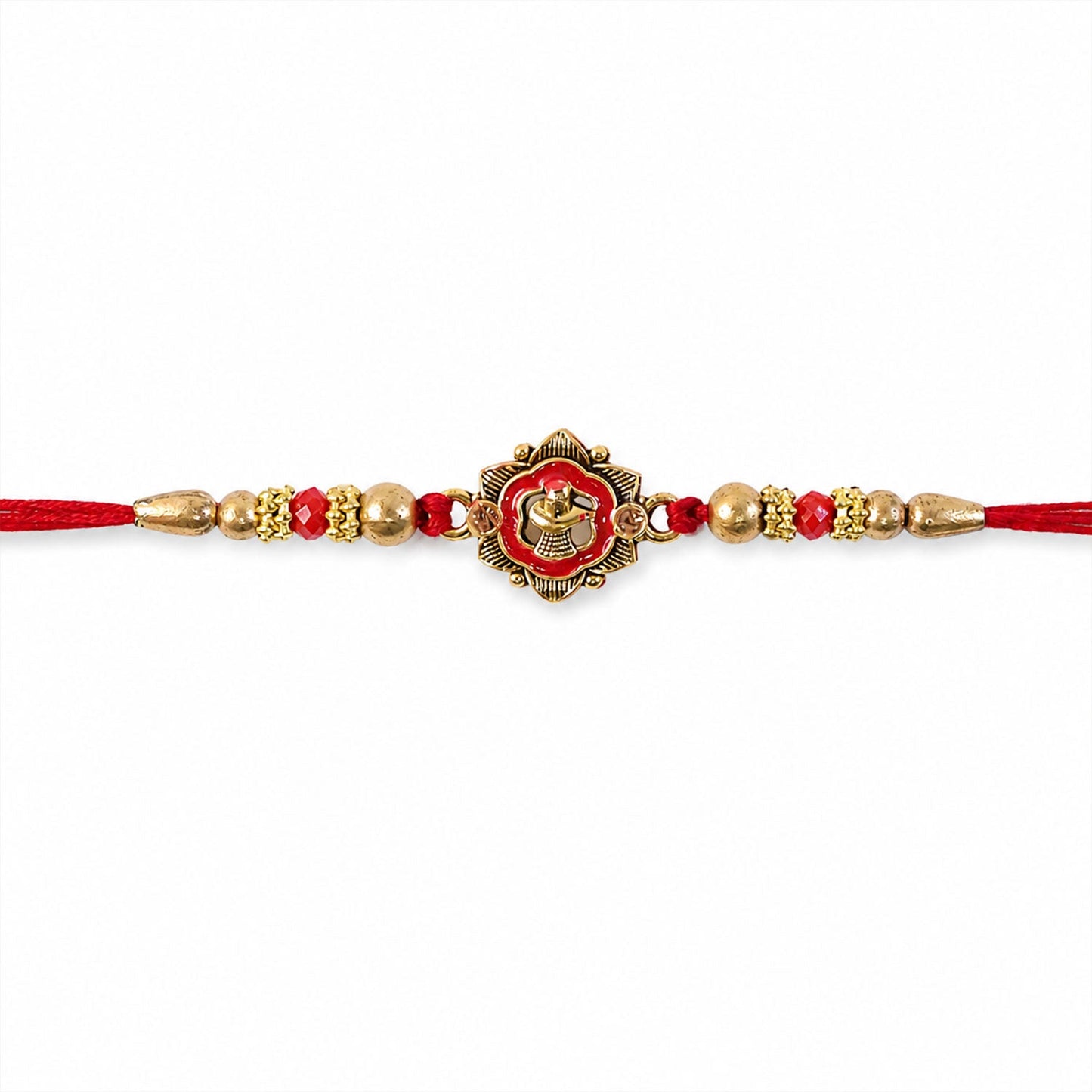 Golden Meenakari Floral Rakhi with Crystal Beads for Brother