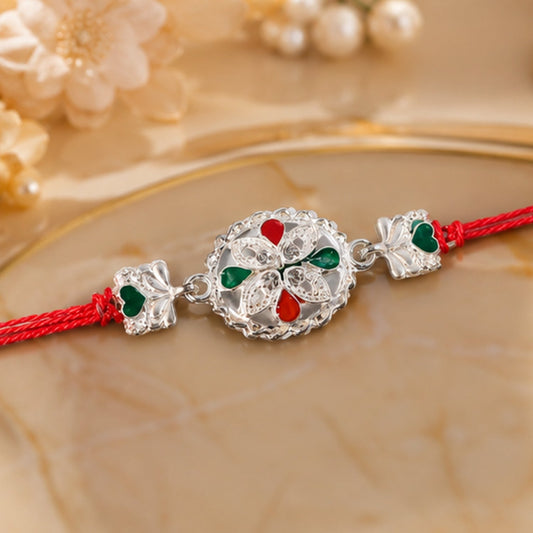 Elegant Oxidised Rakhi displayed on a festive background with bright colours.