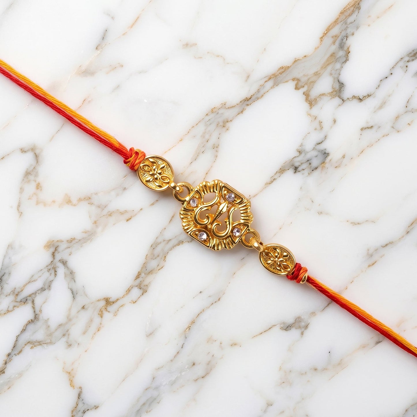 Traditional Golden Rakhi with Leaf Design for Brother
