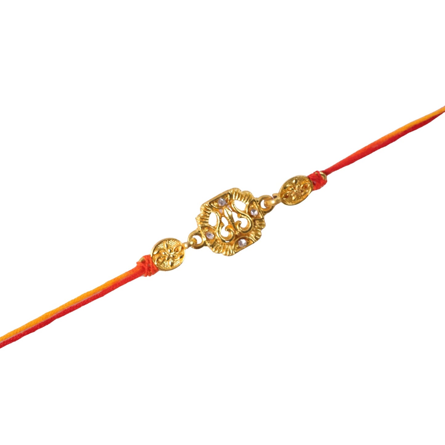 Traditional Golden Rakhi with Leaf Design for Brother
