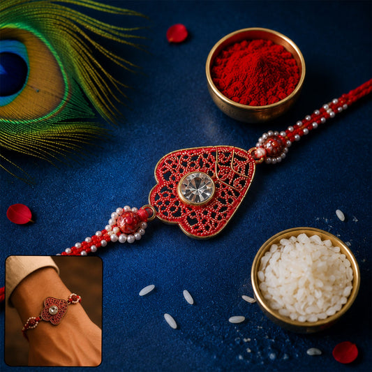 Meenakari Floral Rakhi with AD Stone & Pearls for Brother