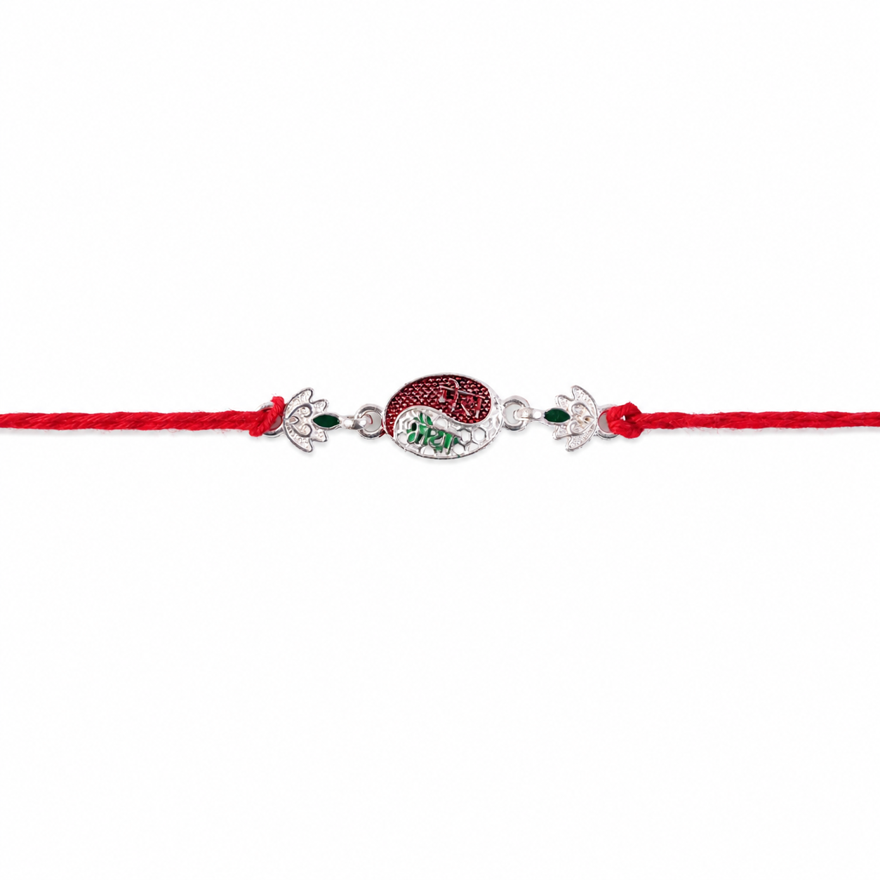 Silver Oval Meenakari Mere BhaiyaText Rakhi for Brother - Rakshabandhan Gift